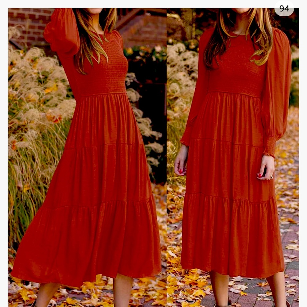 Long sleeve NEVER WORN red maxi dress. Great material